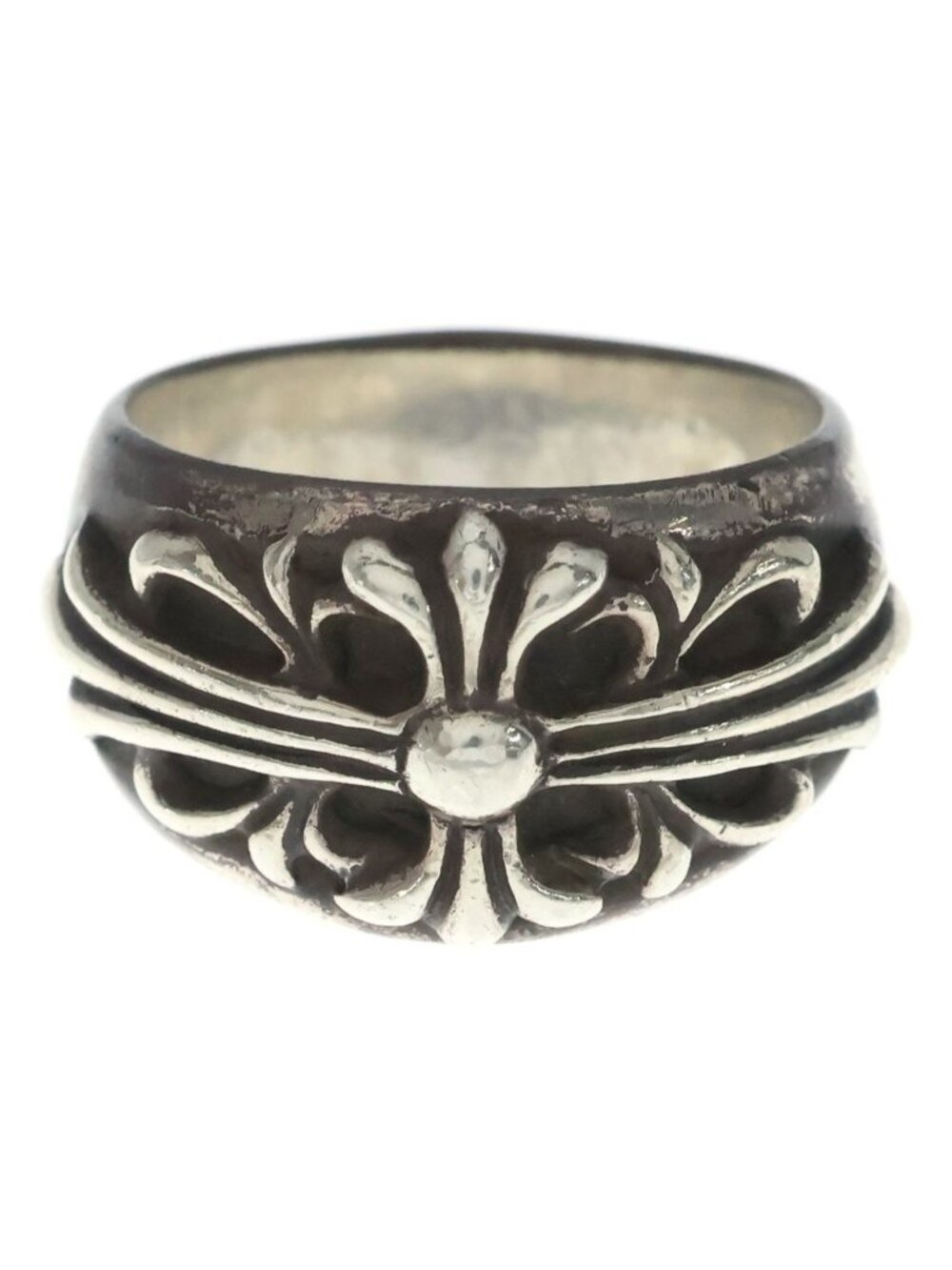 Chrome Hearts Flrl Floral Cross Ring Silver